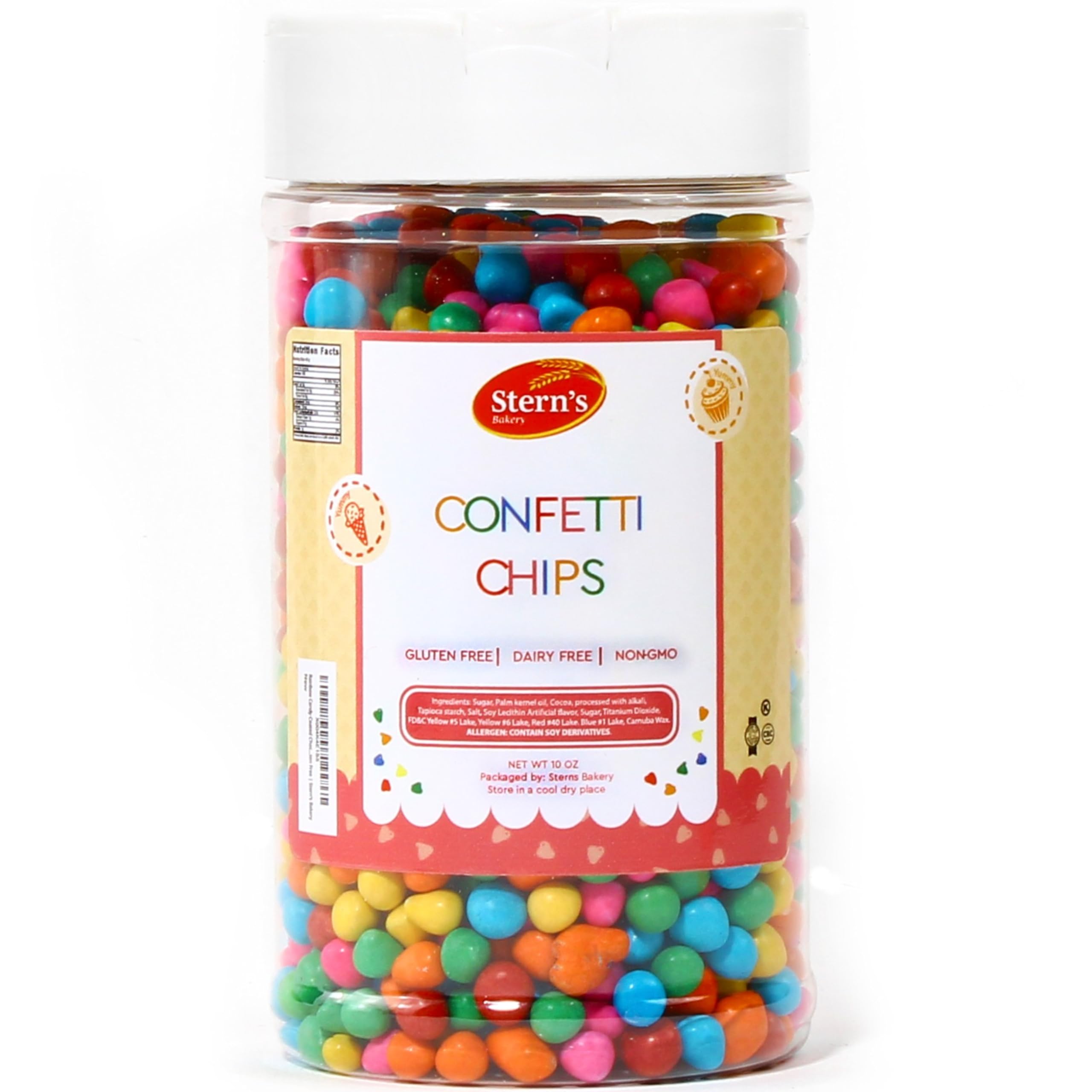 Rainbow Candy Coated Chocolate Chips | Cosmic Brownie Sprinkles [10 Oz] | Mini Chocolate Baking Chips for Ice Cream & Cake Decorating | Kosher, Nut Free, Vegan & Gluten Free | Stern’s Bakery