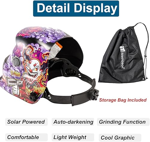 Miniatura 5 de iMeshbean Casco de soldadura de oscurecimiento automático Máscara de capucha accionada solar con lente adicional ANSI aprobado por el ANSI, diseño