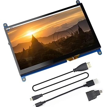 Jun_Electronic pour écran Raspberry Pi 4, Moniteur Tactile capacitif IPS HDMI de 7 Pouces - Écran LCD 1024 * 600 HD (système Raspbian Buster Pris en Charge)