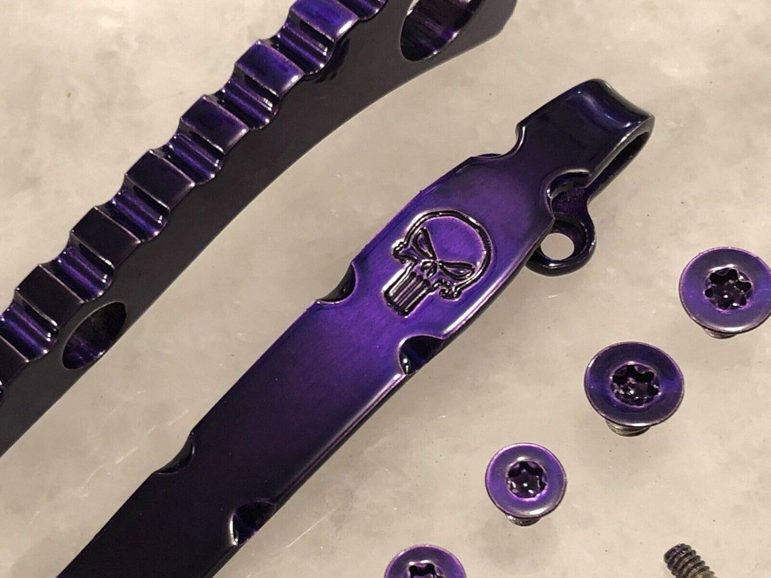 Purple Titanium Spacer Deep Pocket Clip & Screws Set For Spyderco Paramilitary 2