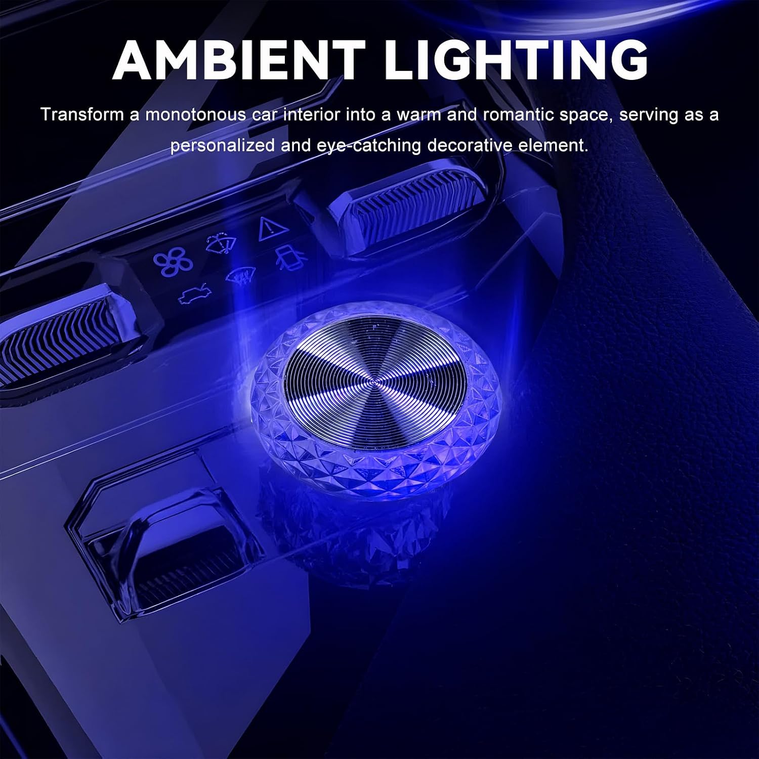 4 PCS USB LED Car Interior Atmosphere Lamp, Portable Mini Plug-in Ambient Light Interior Decorative Lamp, Crystal Atmosphere Lights LED Night Lamps for Most Vehicles (Blue) image 4