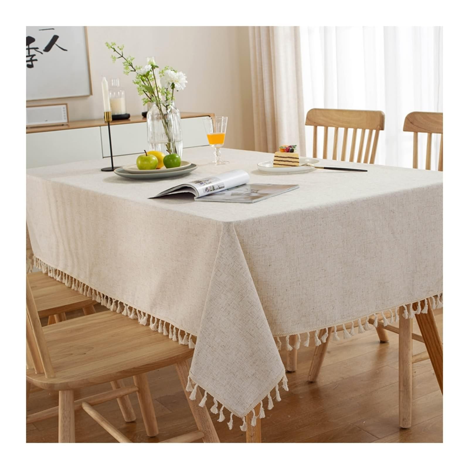 AMDXD Tafelkleden 120 x 160 cm, punt met fluwelen bal, tafelzeil
