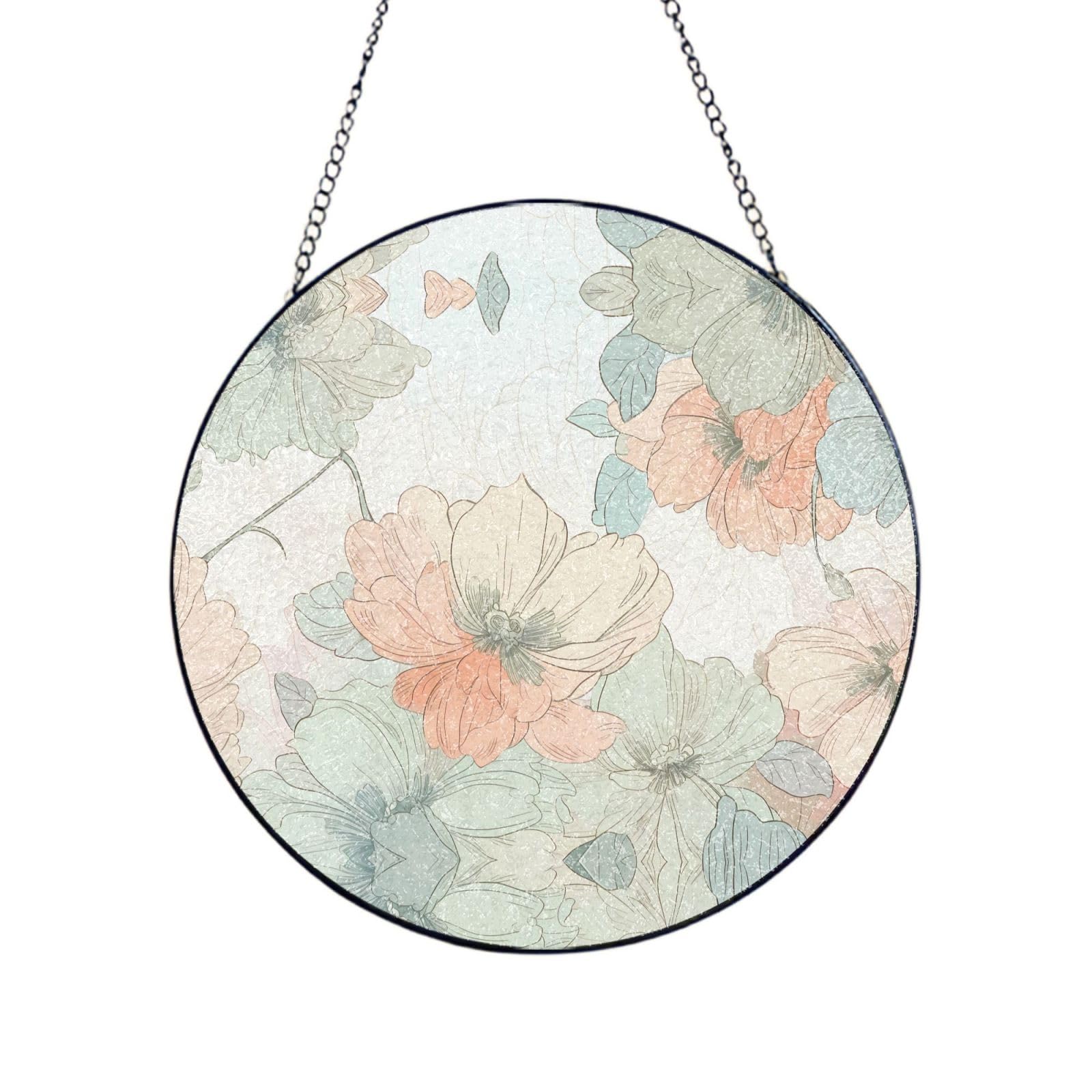 Phayah Blossoms Print Stained Glass Window Hanging Sun Catchers Decoration Mother'S Day Birthday Gifts For Home Garden Porch 8in（20cm）