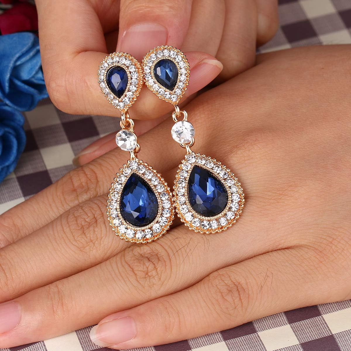 BriLove Women's Wedding Bridal Crystal Teardrop Infinity Figure 8 Dangle Earrings - Image 4