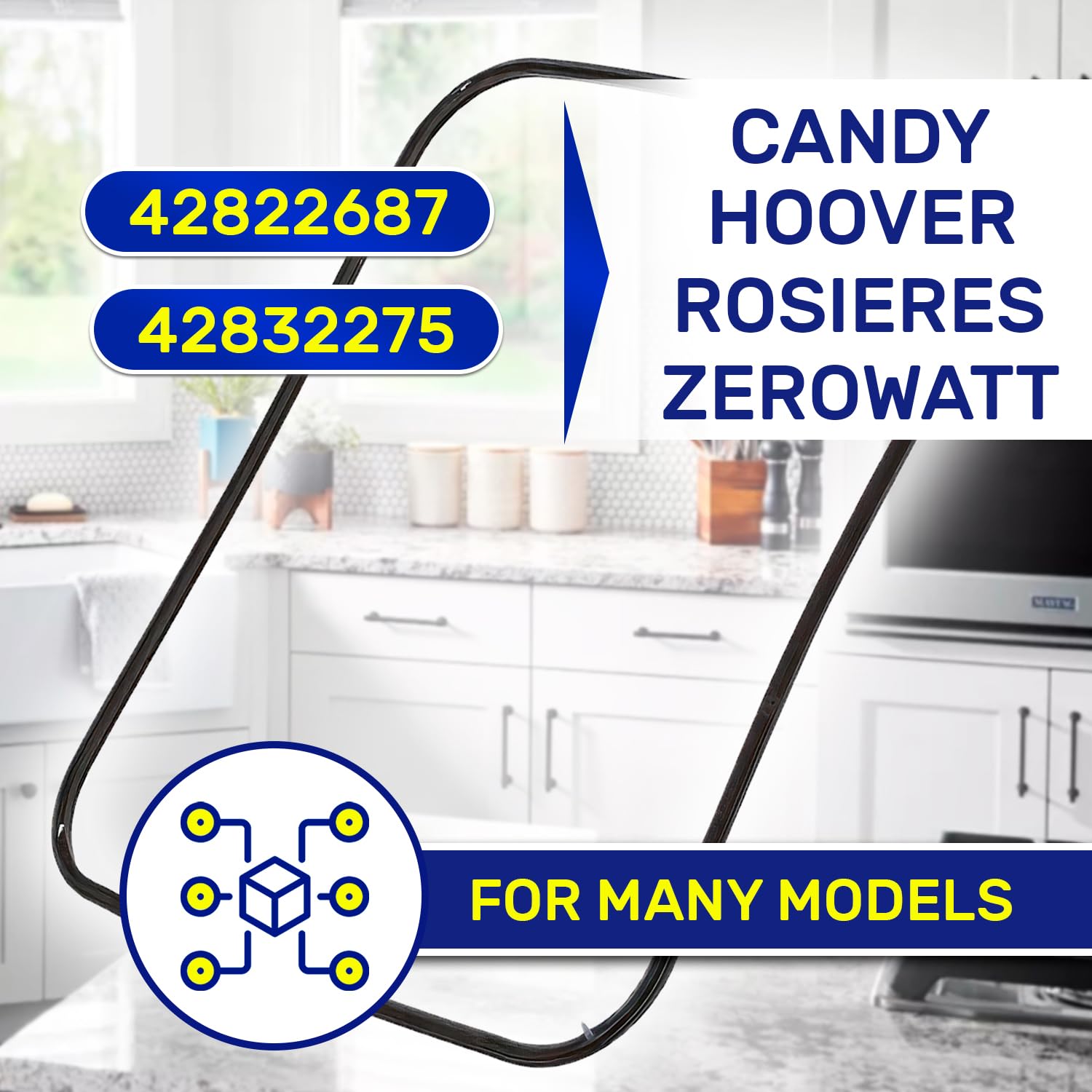 Oven Door Seal 440x360 mm with Original Code 42822687 42832275 for Candy for Hoover, Rubber Gasket with 4 Hooks - Image 3