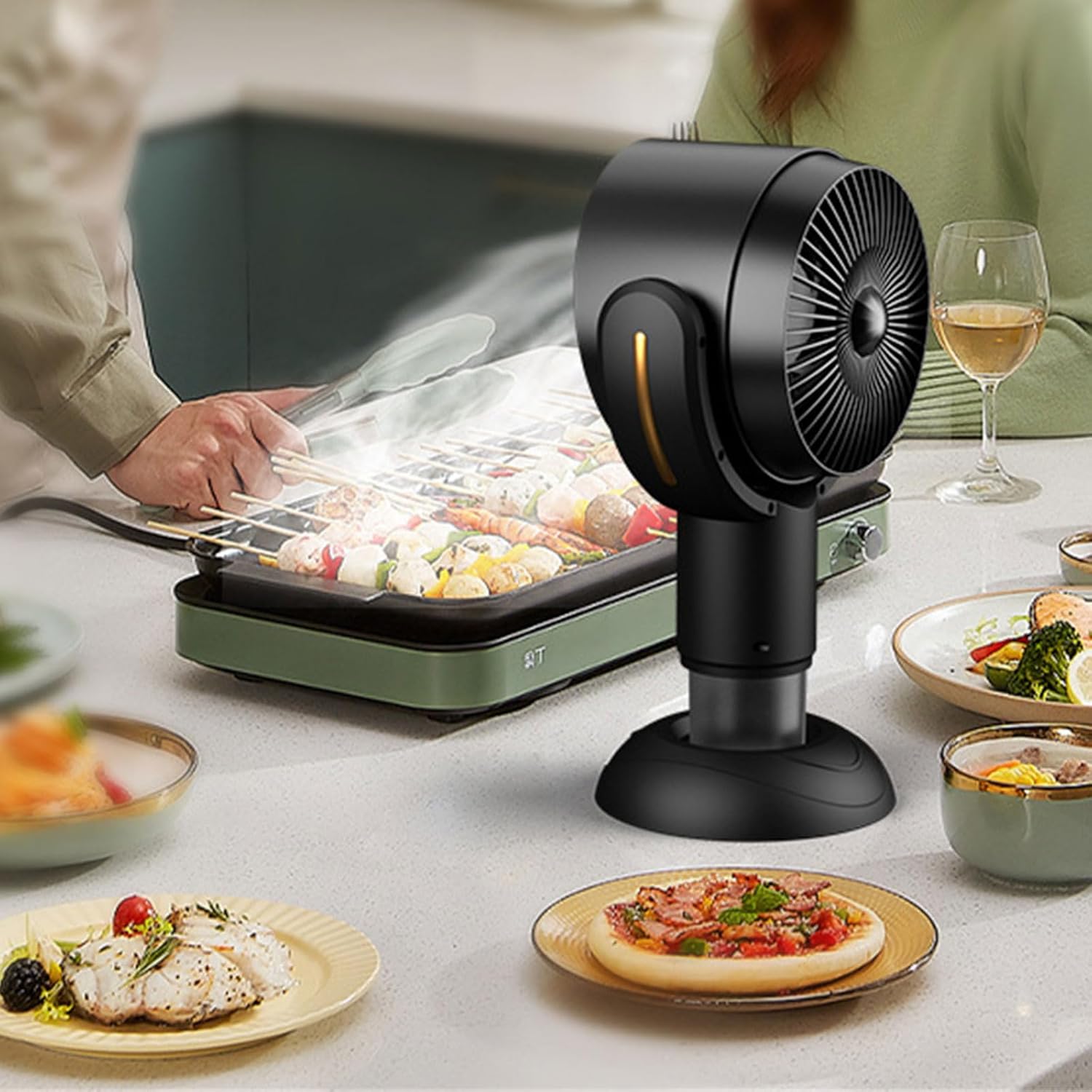 Range Hood,Lightweight Range Hood Rechargable Extractors Hood Desktop Oil Purifier Indoor BBQ Hood Plastic for Cooking