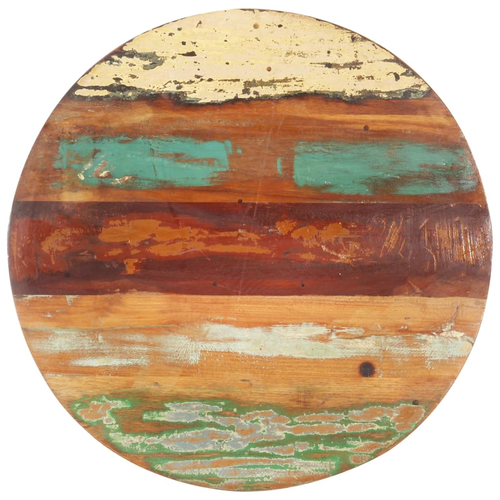 Piano da tavolo rotondo, 50 cm, in legno massiccio anticato, spessore 25-27 mm, lucidato e laccato, uso universale per tavolo da bar, console, comodino