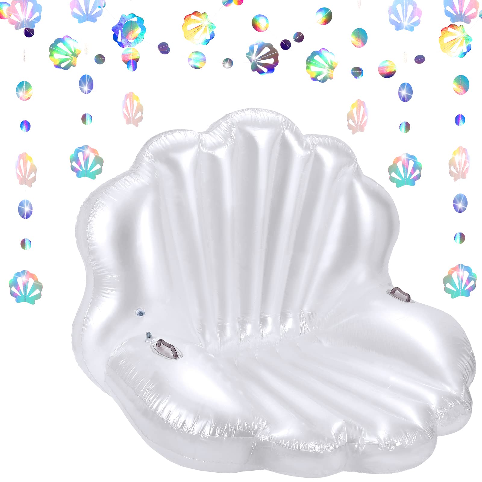 Photo 1 of Inflatable Seashell Pool Float with Mermaid Garland