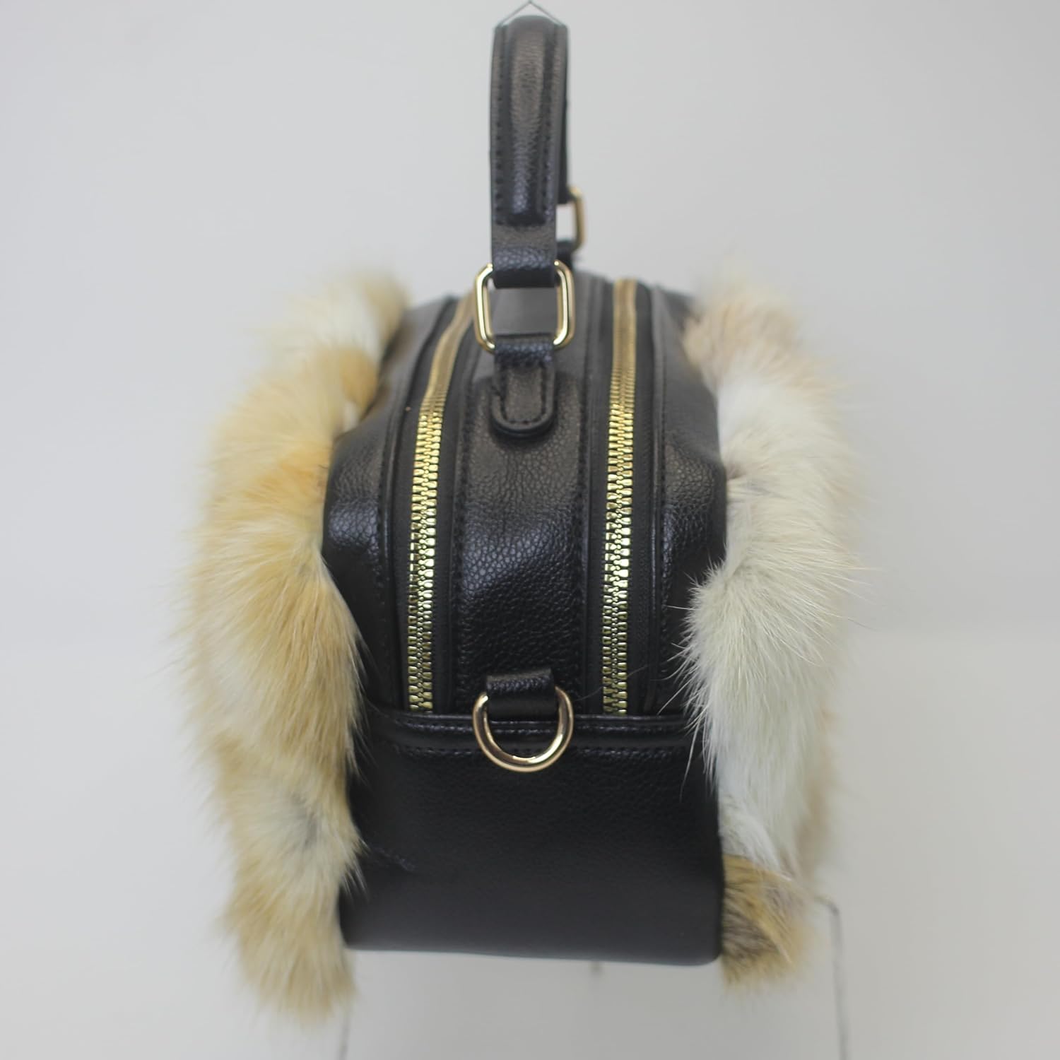 Luxury Genuine Nordic Fox Fur Small Square Handbag, Leather Purse with Detachable Crossbody Strap, Elegant and Fashion - Image 4