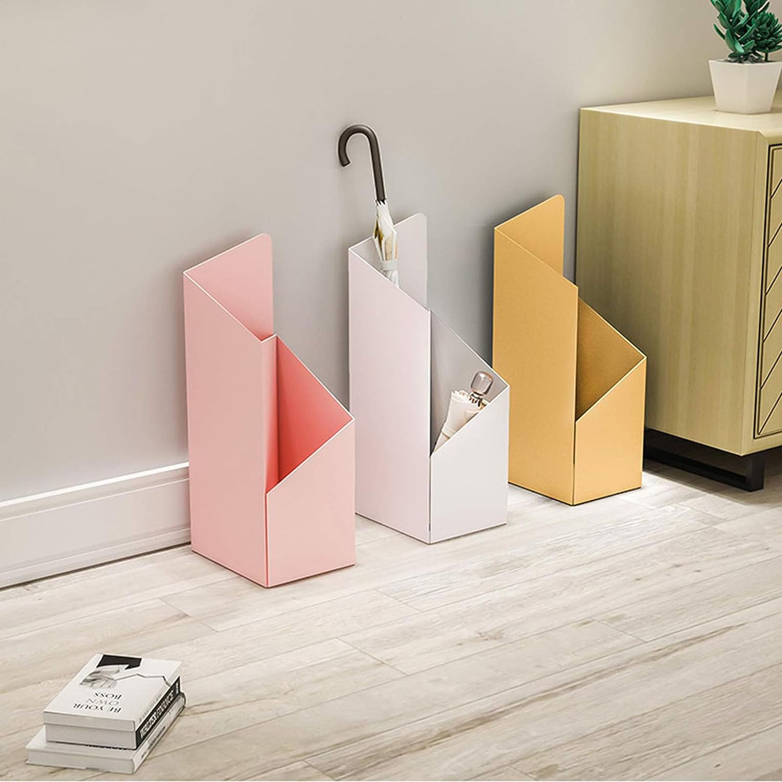 MFYDPP Porte-Parapluie en Métal, Support De Bac De Rangement pour Bâton De Marche, avec Bac D'égouttement, Décoratif pour La Maison/Le Bureau/Le Couloir(Color:Blanc