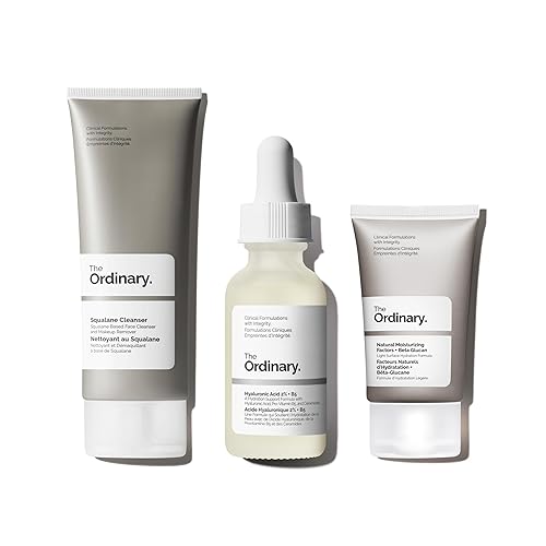 The Ordinary Hydrating Collection - Set de cuidado de la piel para pieles grasas - Ácido hialurónico 2% + B5 1 onza líquida, limpiador de escualano