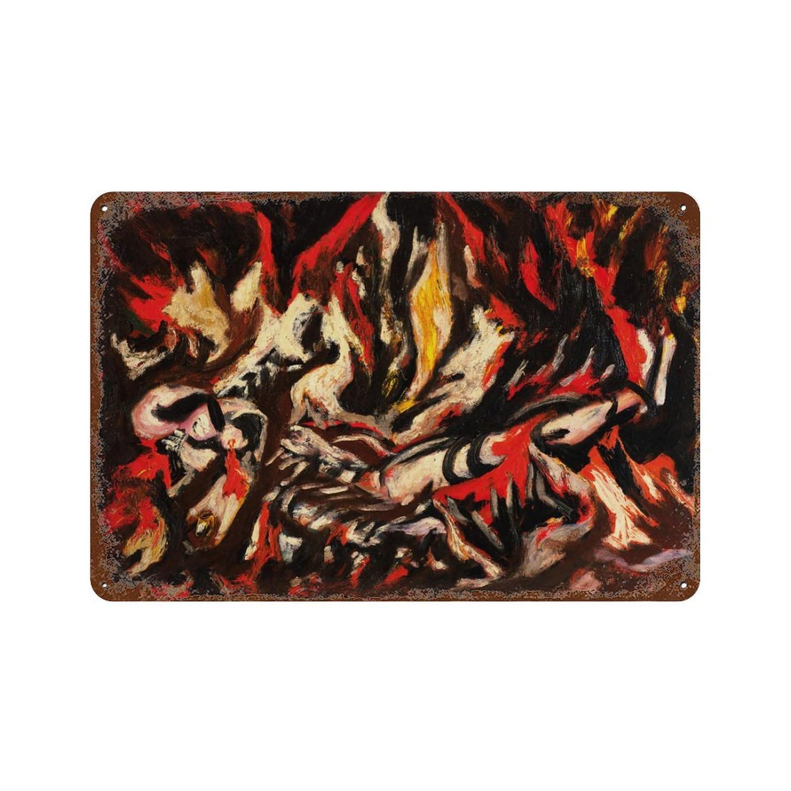 xiaoxiaoshen Jackson Pollock Abstract Expressionist Modern Flame Decor Wall Decor Art Metal Tin Poster Modern Home Decor Art Home Bar Shop Decorations Vintage Sign 20x30cm