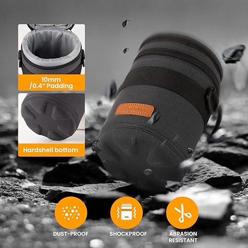 Miniatura 10 de TARION Funda rígida para lente de cámara profesional, bolsa acolchada para lente de cámara, bolsa de transporte para lente DSLR SLR, a prueba de