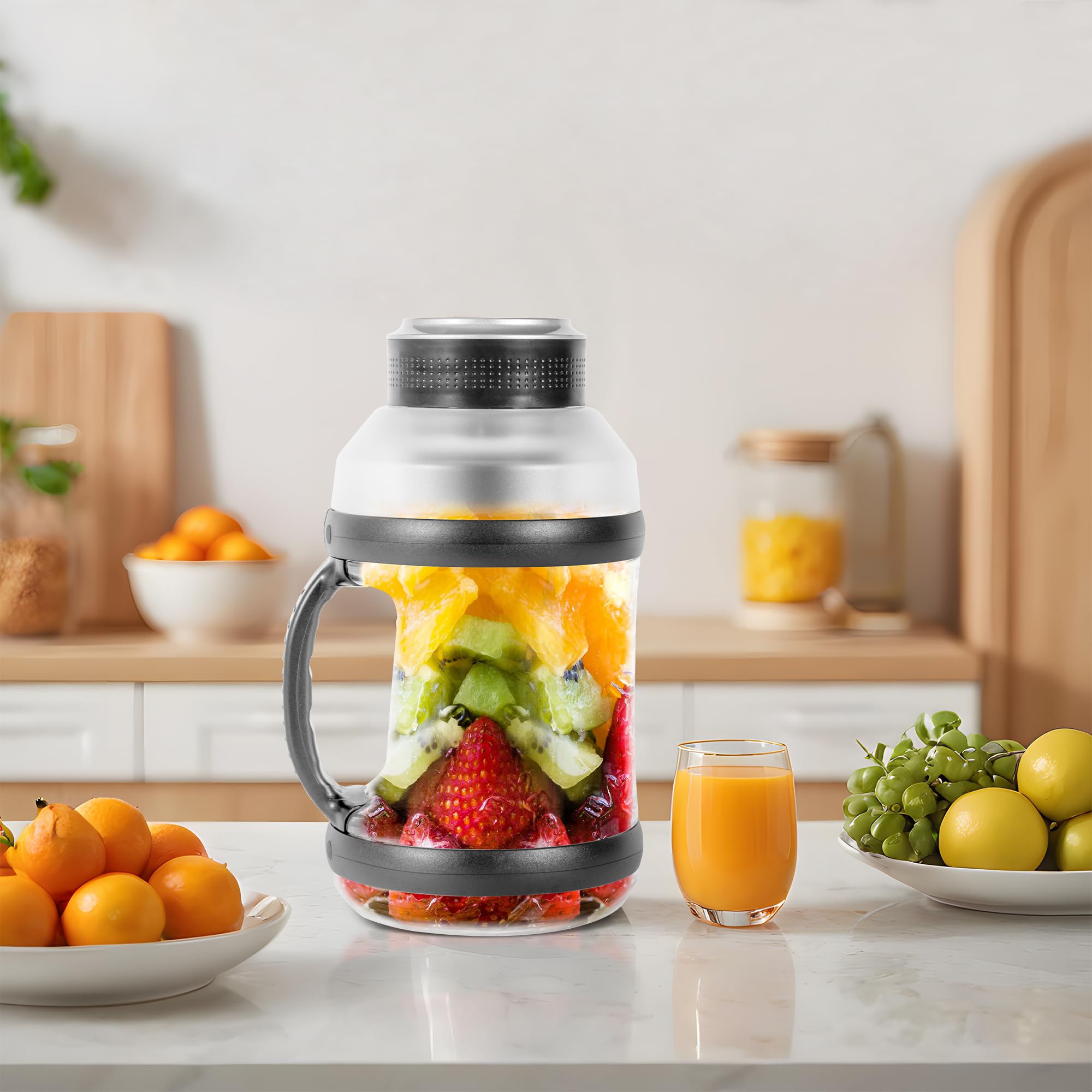 Batidora portátil para batidos y batidos de 1800 ml, licuadora personal recargable con tapa de viaje para cocina, 4000 mAh, taza de licuadora impermeable con seis cuchillas para