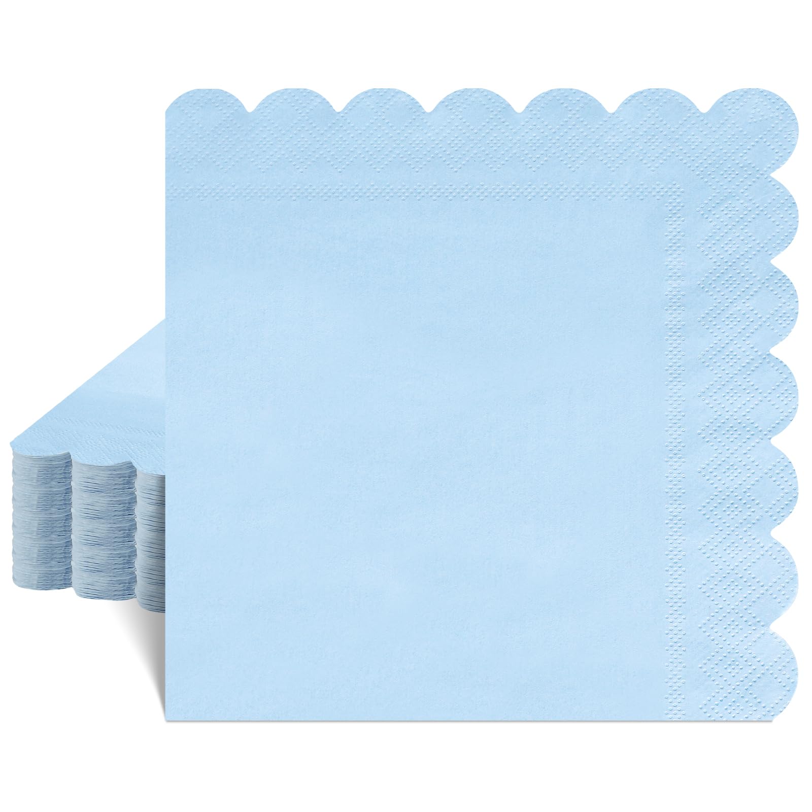 40 Stück Servietten Hellblau 33 x 33 cm, 2-Lagige Gewellt Blau Servietten Babyblau Cocktailservietten Hellblau Papierservietten für Geburtstag Babypartys Hochzeiten Party