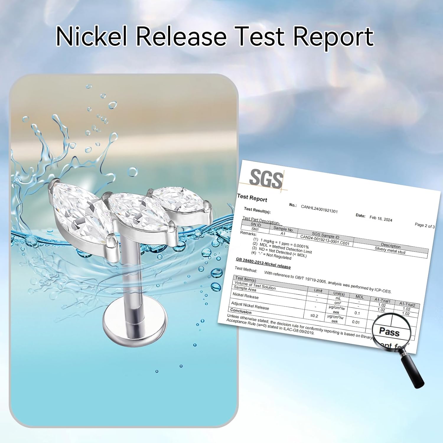 limerencia ASTM F136 Threadless Push in Titanium Earrings,Hypoallergenic Flat Back Cubic Zirconia G23 18G 6mm 8mm Body Piercing Studs for Cartilage Helix Tragus Conch(a pair) - Image 3