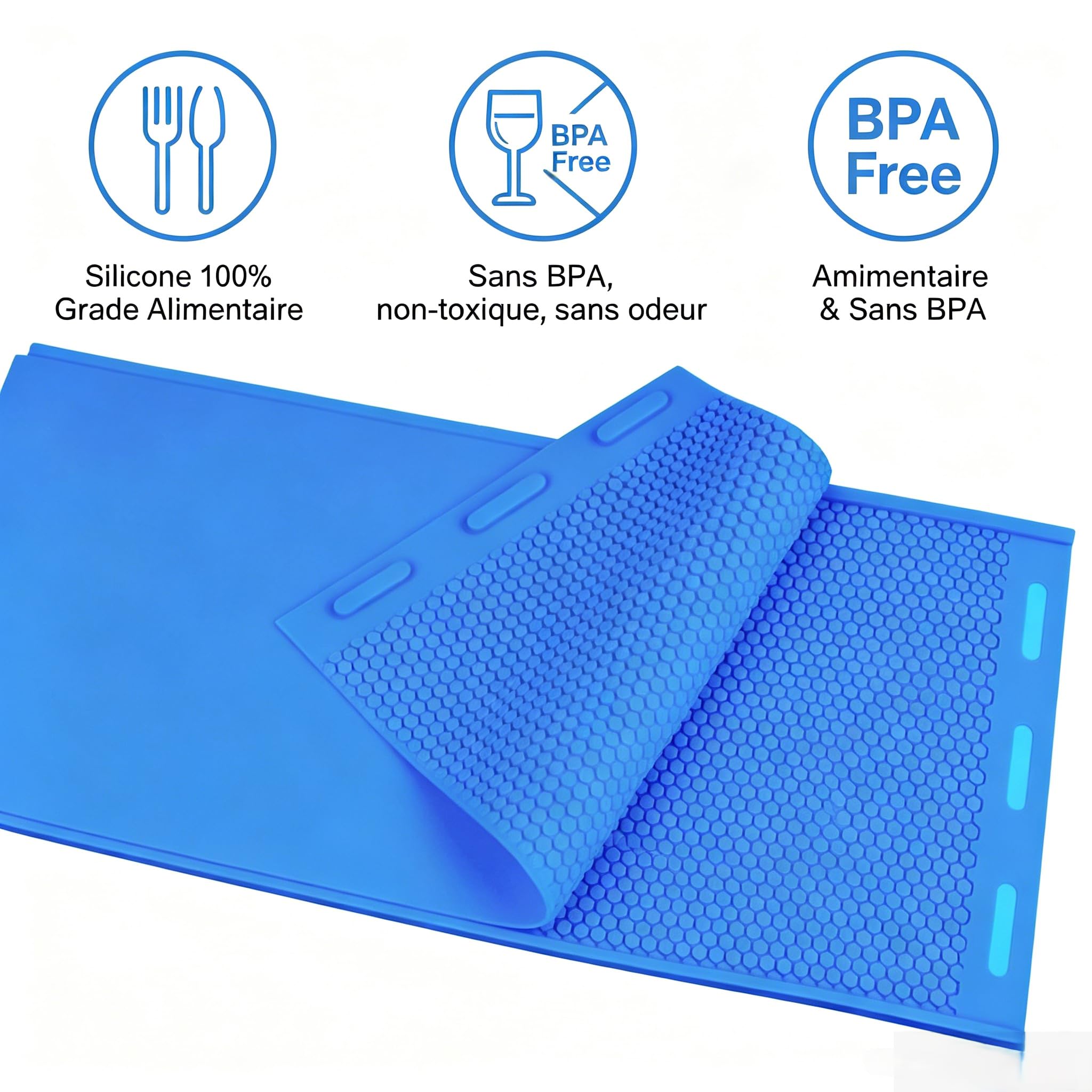 Lot de 2 presses de cire d'abeille en silicone pour fond de teint et fabrication de feuilles de cire d'apiculture, facile à démouler (44 x 27 cm, bleu)