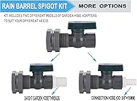 Vista 2 de Kit de espita de barril de lluvia de PVC, kit desviador de barril de lluvia de 34 pulgadas con accesorio de mamparo, adaptador de grifo de manguera