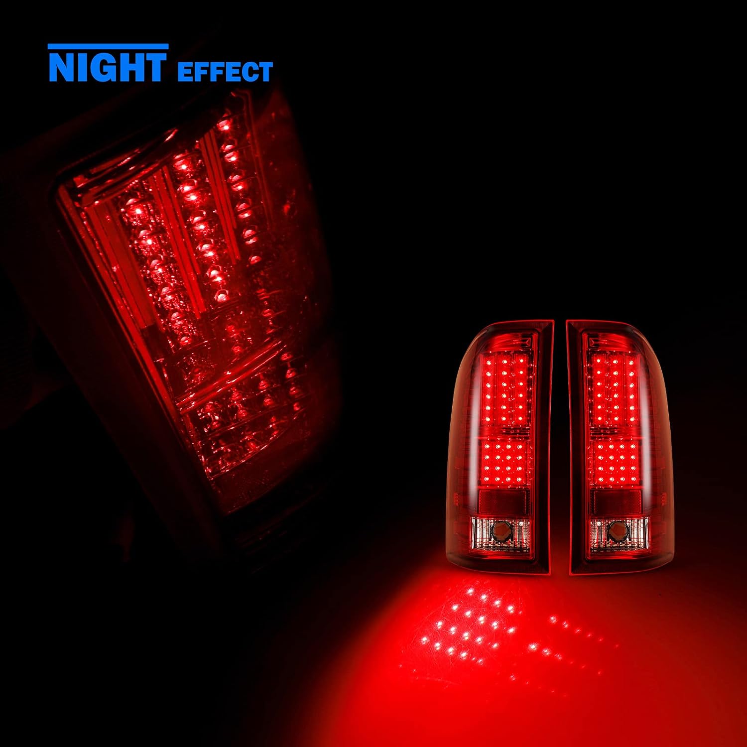 WOLFSTORM LED Tail Lights Assembly for 2008-2013 Chevy Silverado 1500 and 2008-2014 Chevy Silverado 2500HD/3500HD and 2007 Silverado 1500/2500/ 3500 New Body, Silverado Tail Lights (Red Lens)