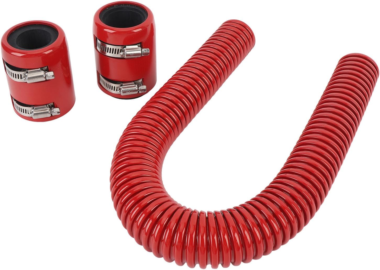 24in Stainless Steel Coolant Radiator Hose Kit Flexible Efficient Cooling Coolant Hose Kit for 1 3/4in 1 1/2in 1 1/4in Hose (Red)
