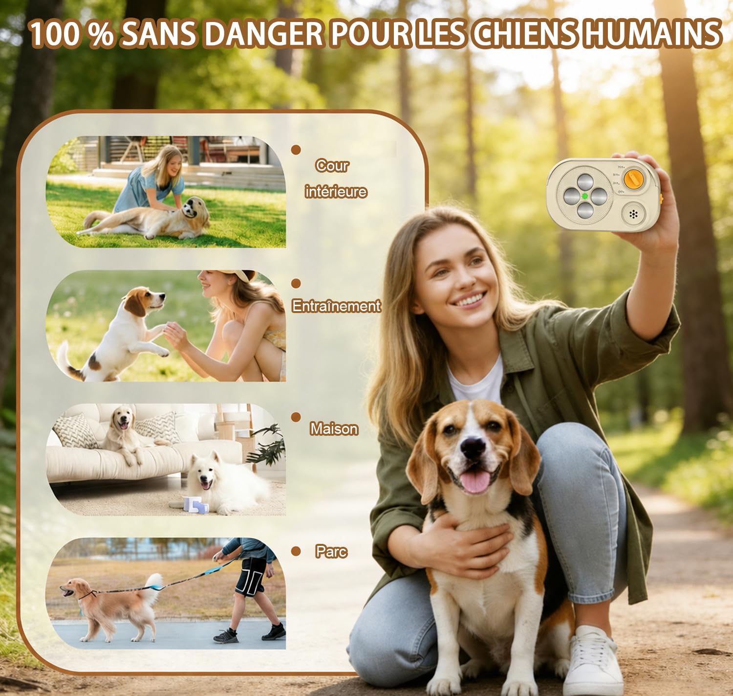 Anti-Billet für Hunde, Anti-Sonic Gerät mit 3 Modi (weiß) | Anti-Bellgerät für Hunde, effektive Reichweite von 23 m, IP65 wiederaufladbar, stoppt Bellen im Innen- und Außenbereich