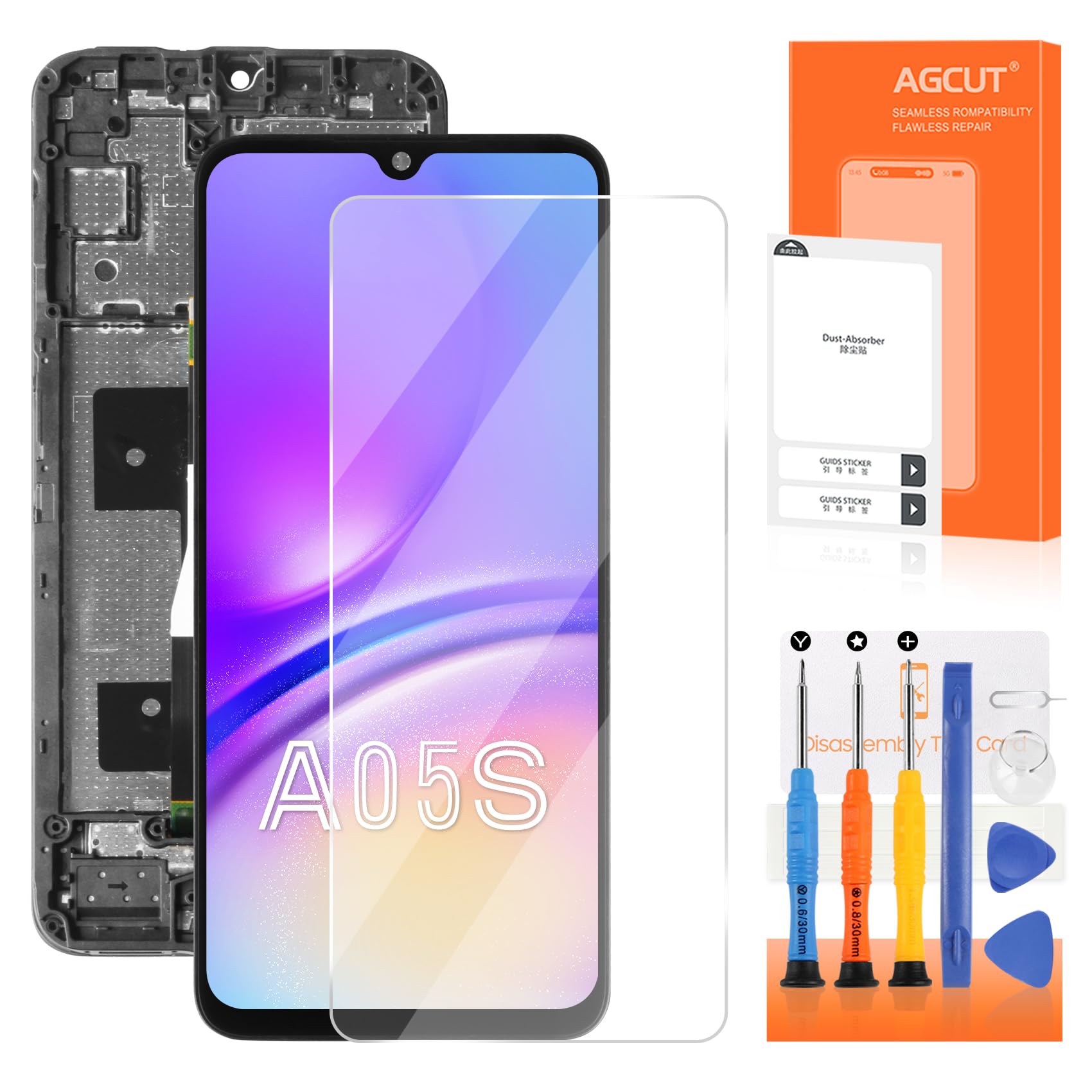 pour Samsung A05S LCD Écran pour Samsung Galaxy A05S SM-A057G SM-A057F SM-A057M 6.7" LCD Display Ecran Remplacement Tactile Digitizer Assemblée avec Outils, Noir avec Cadre