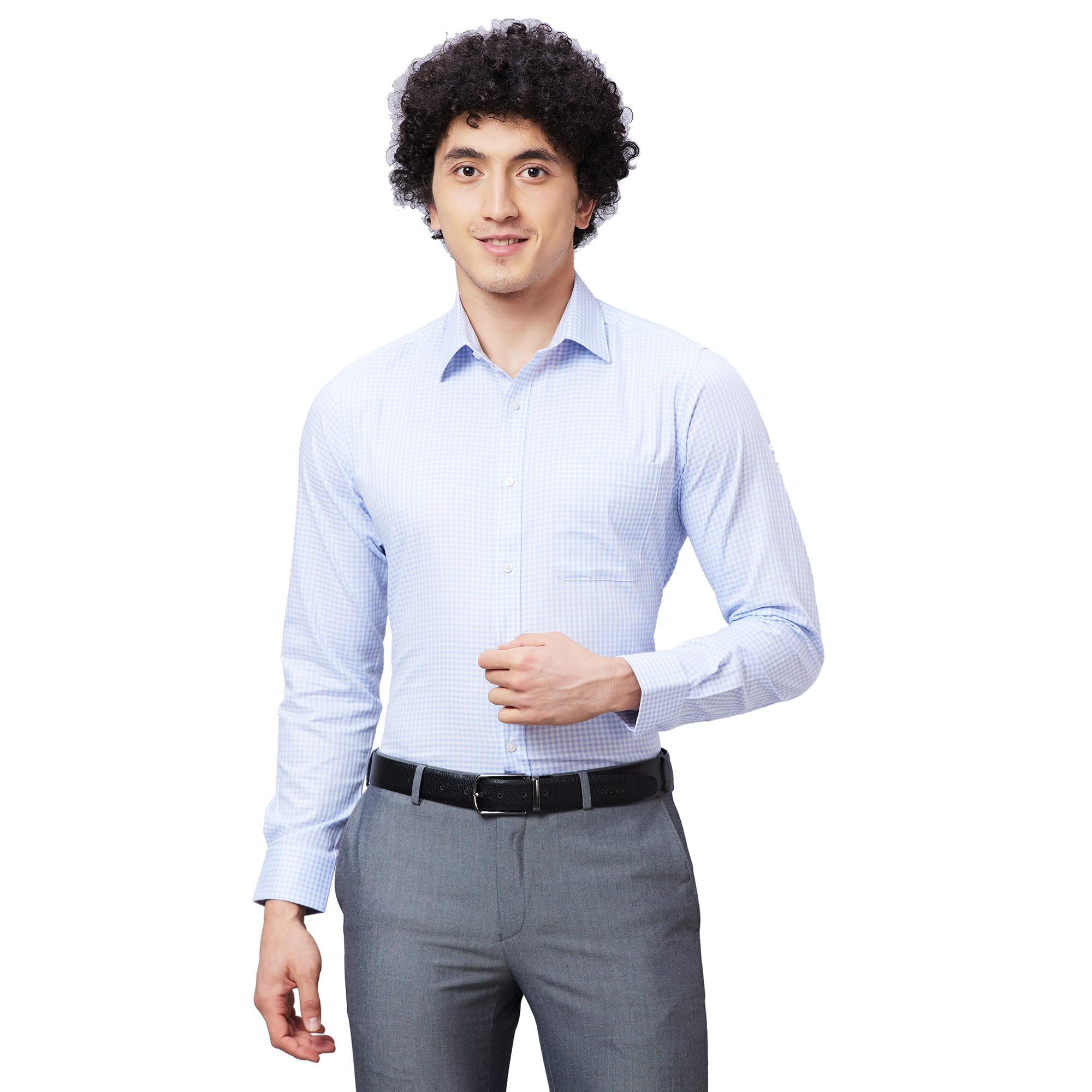 raymond Men Slim Fit Structure Pattern Pure Cotton Semi Cutaway Collar Full Sleeve Formal Shirt-picture-47