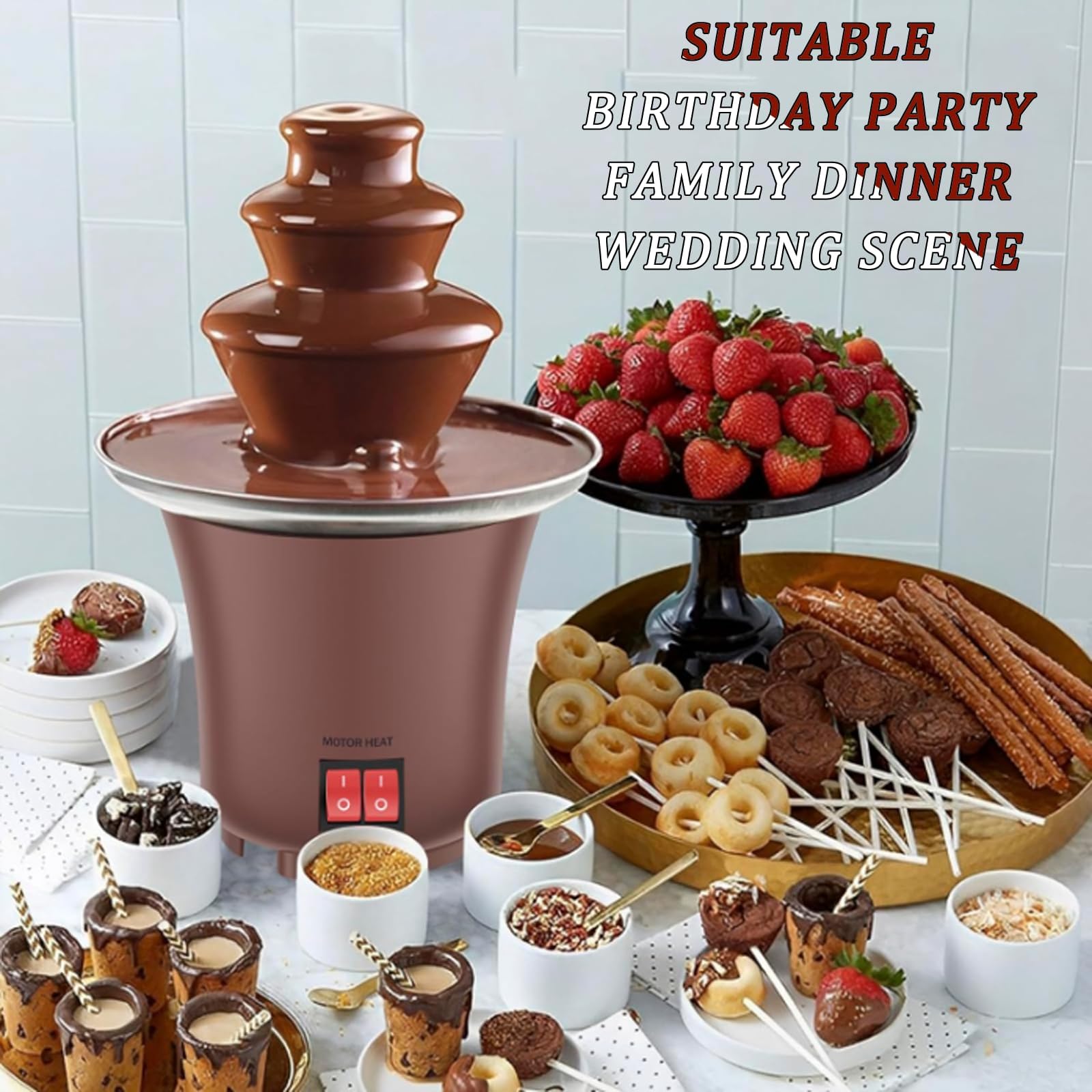 Fuente de chocolate de 3 niveles, fondue de chocolate de 65 W, torre de chocolate eléctrica para derretir chocolate, máquina de lava de chocolate para fiesta, boda, restaurante, equipo de buffet