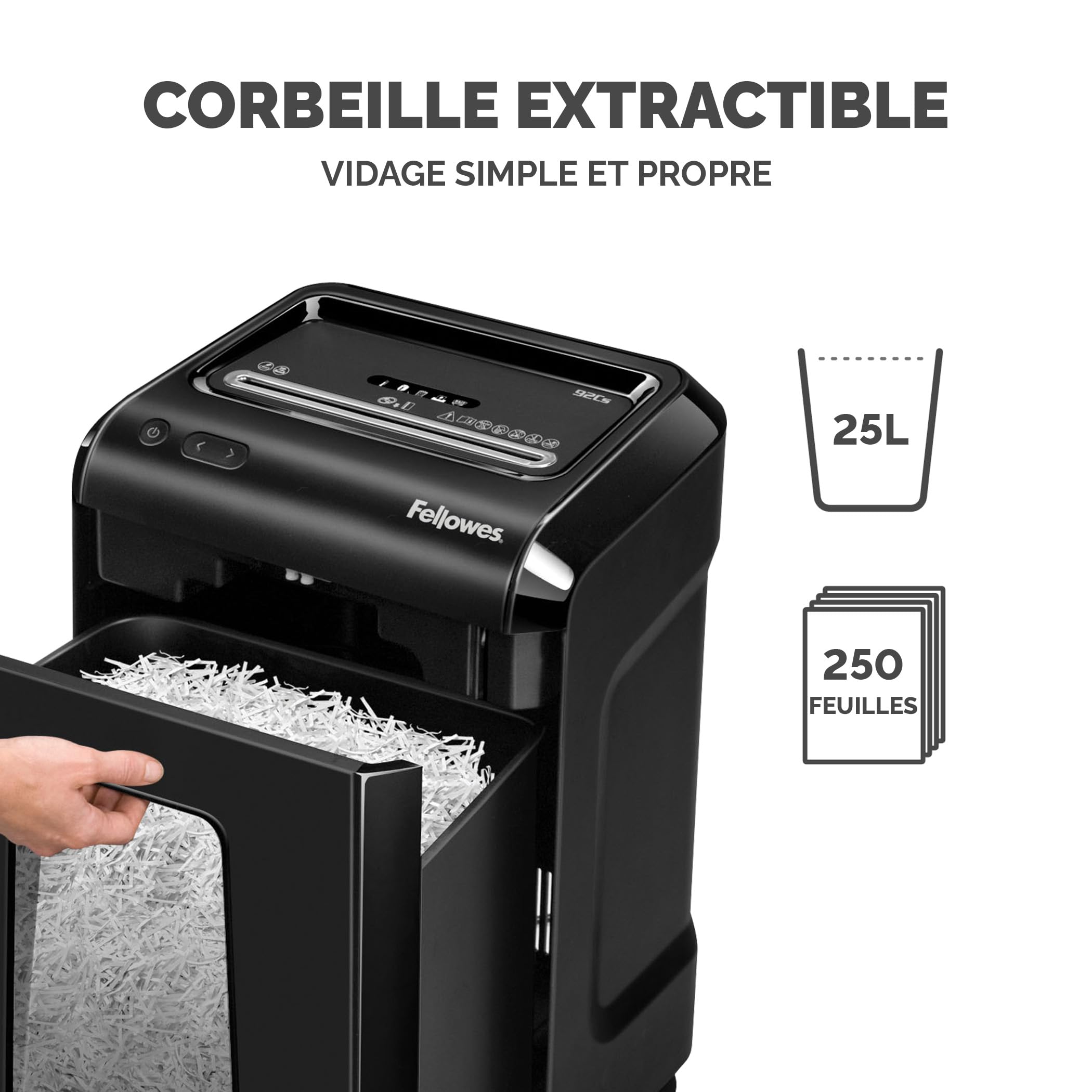 Fellowes Destructeur de documents 92Cs Coupe Croisée 18 feuilles