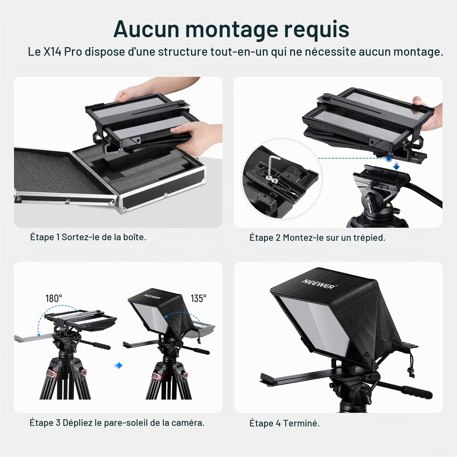 NEEWER Téléprompteur X14 Pro avec Remote Control RT-110 et contrôle APP, 14" Portable sans Assemblage Compatible avec iPad Android Tablet Smartphone Caméra