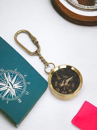 presents Brass compas Locking Key,Keychain Décor (Gold) Key chain | Keyring for Car, Bike, Cycle, Office and Home Keys