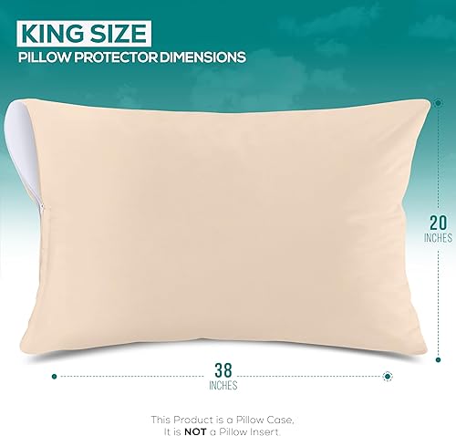 Miniatura 2 de Utopia Bedding Protector de almohada impermeable, con cremallera, paquete de 2, jeans azul, King, funda de almohada a prueba de chinches, de 20 x 38