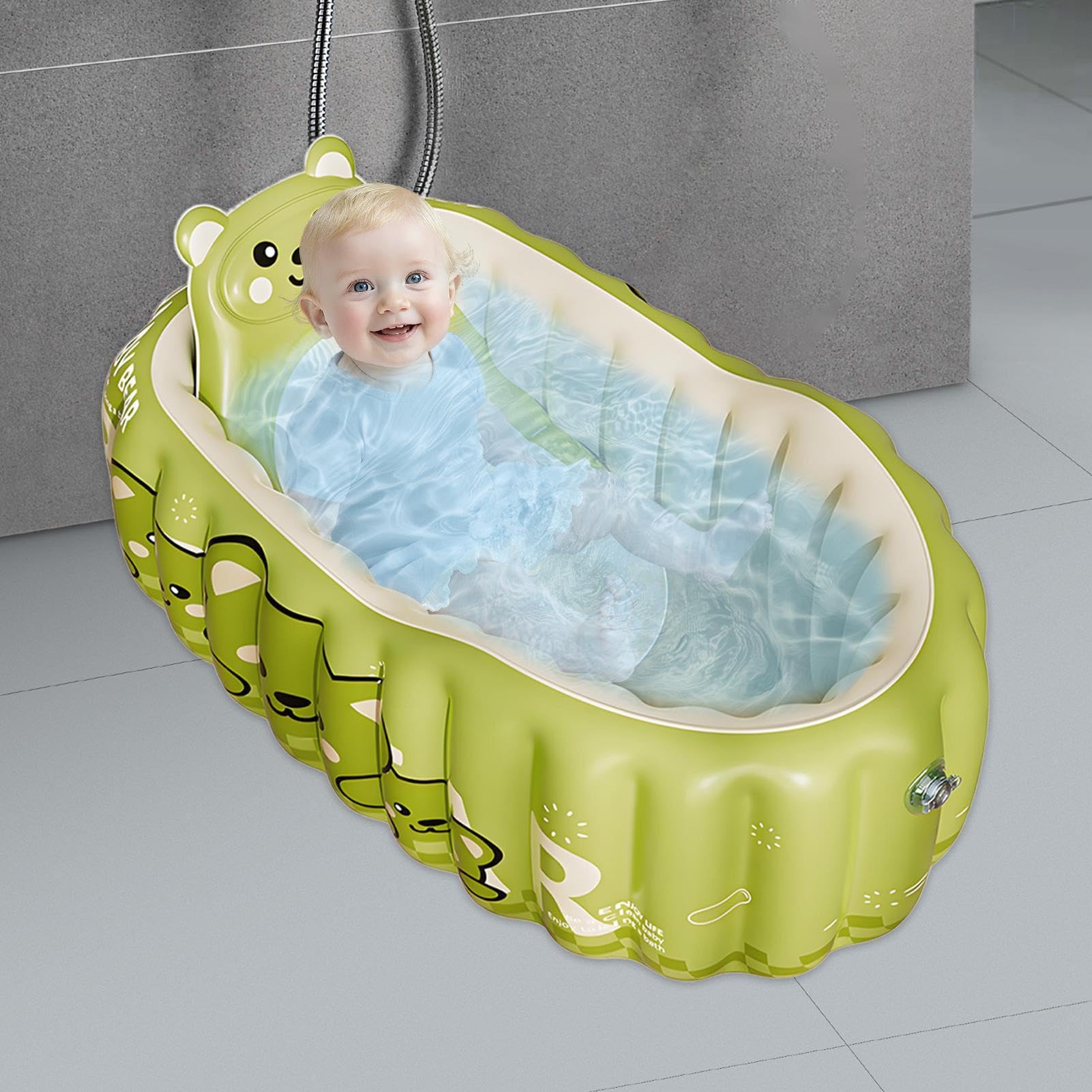 Vasca Da Bagno Gonfiabile Per Bambini | Vasca Da Bagno Gonfiabile Per Con Pompa D'Aria E Giocattolo,Bacinella Antiscivolo Pieghevole Per Interno Esterno Casa Hotel Vacanza E Viaggio