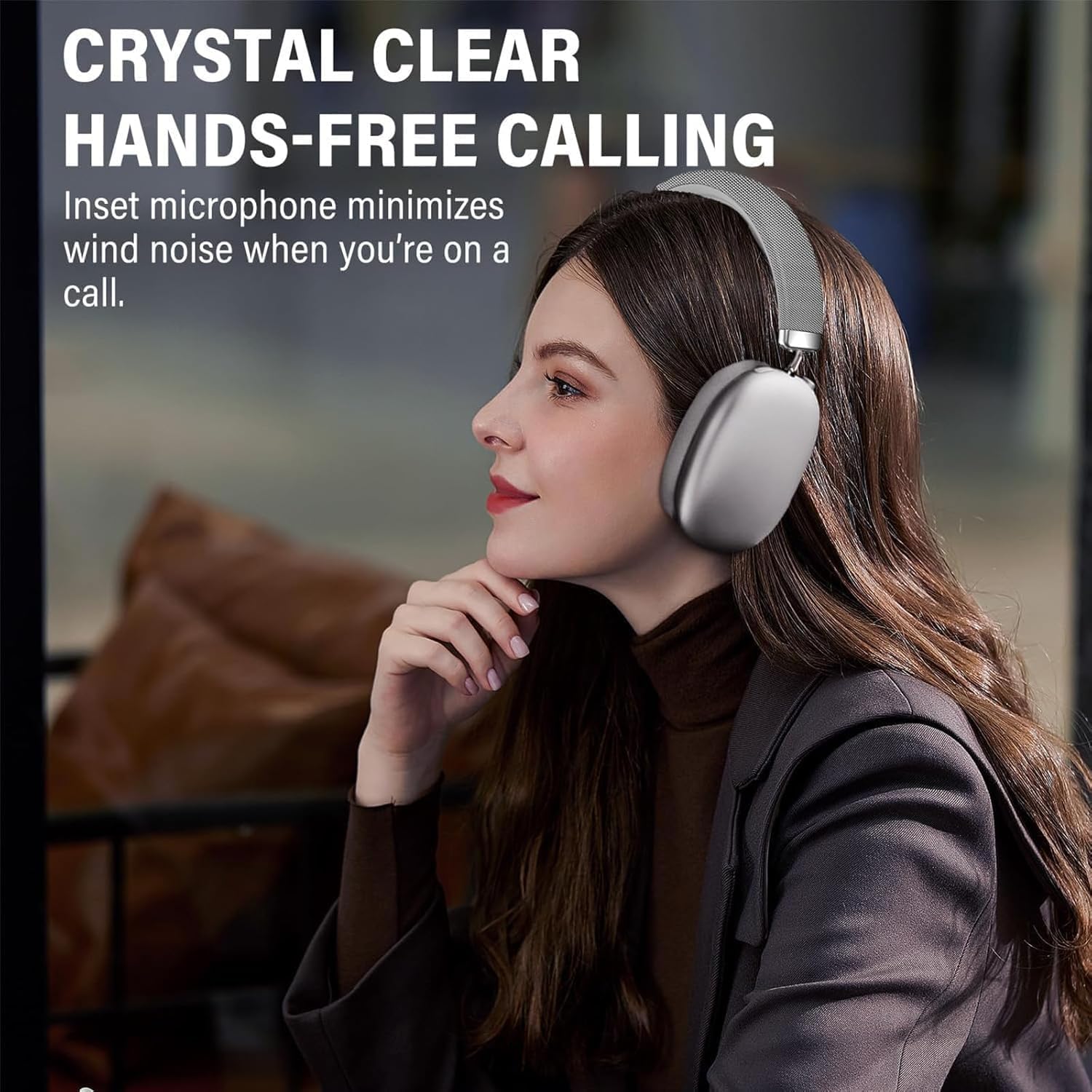 Wireless Headphones Bluetooth Headphones Active Noise Cancelling Over-Ear Head-Phones with Microphones, 24 Hours Playtime, HiFi Audio Adjustable Headset for iPhone/Android/Samsung - Orange. - Image 6