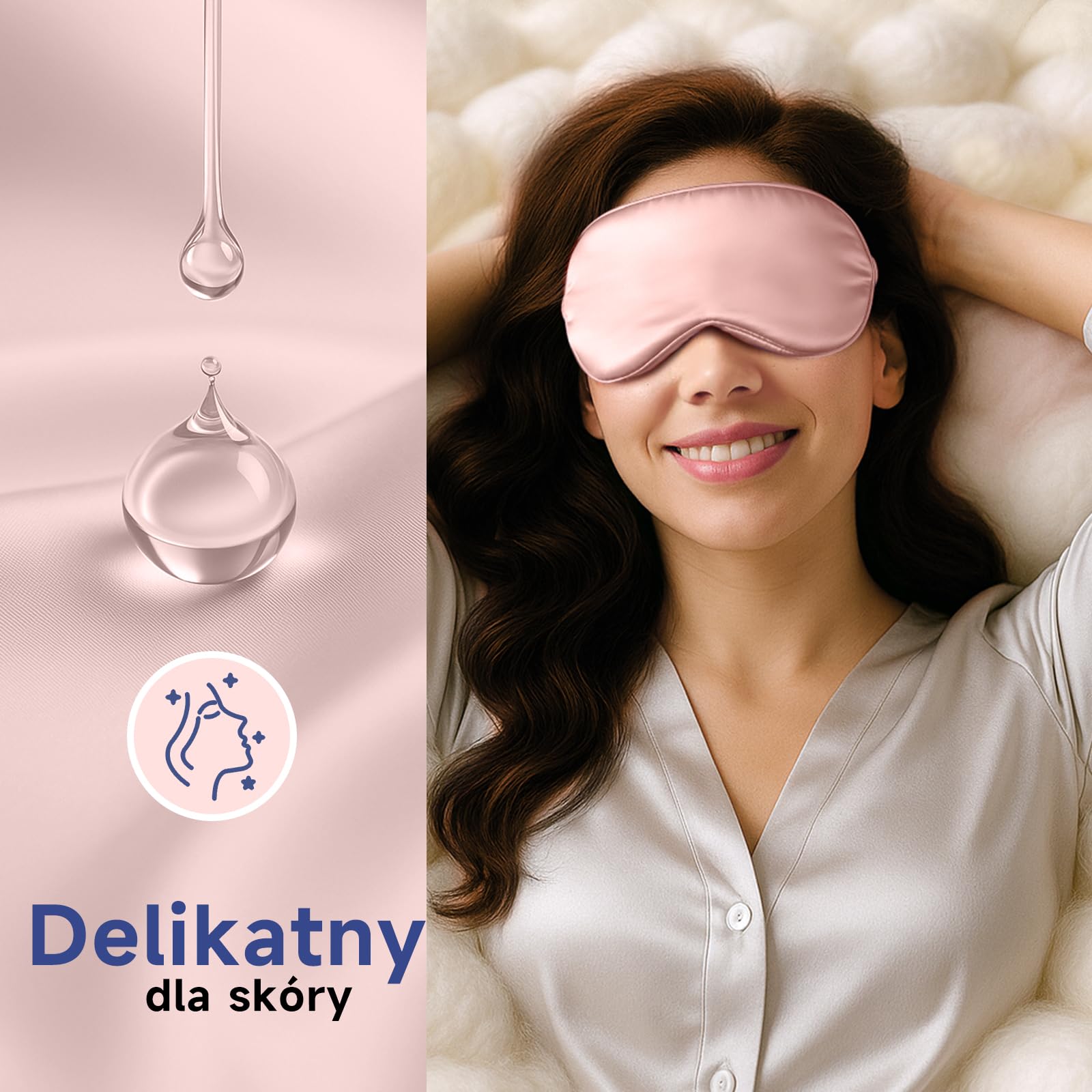 Umisleep 100% czysty jedwab maska do spania, 22 momme, 6A, miękka i gładka, oddychająca maska do spania z jedwabiu dla kobiet i mężczyzn, lepsze uszczelnienie światła, z etui podróżnym, regulowana