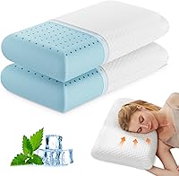 DUMOS Cooling Gel Memory Foam Pillows 2 Pack - Queen Bed Pillows for Side & Back Sleepers, Washable Breathable Covers, Neck Support White