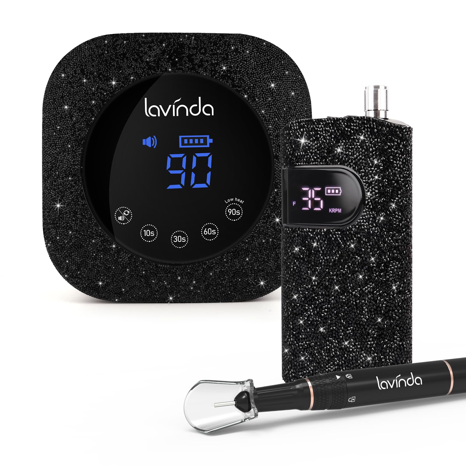 Amazon.com: Black Rhinestone UV Nail Lamp, Cordless UV Light for