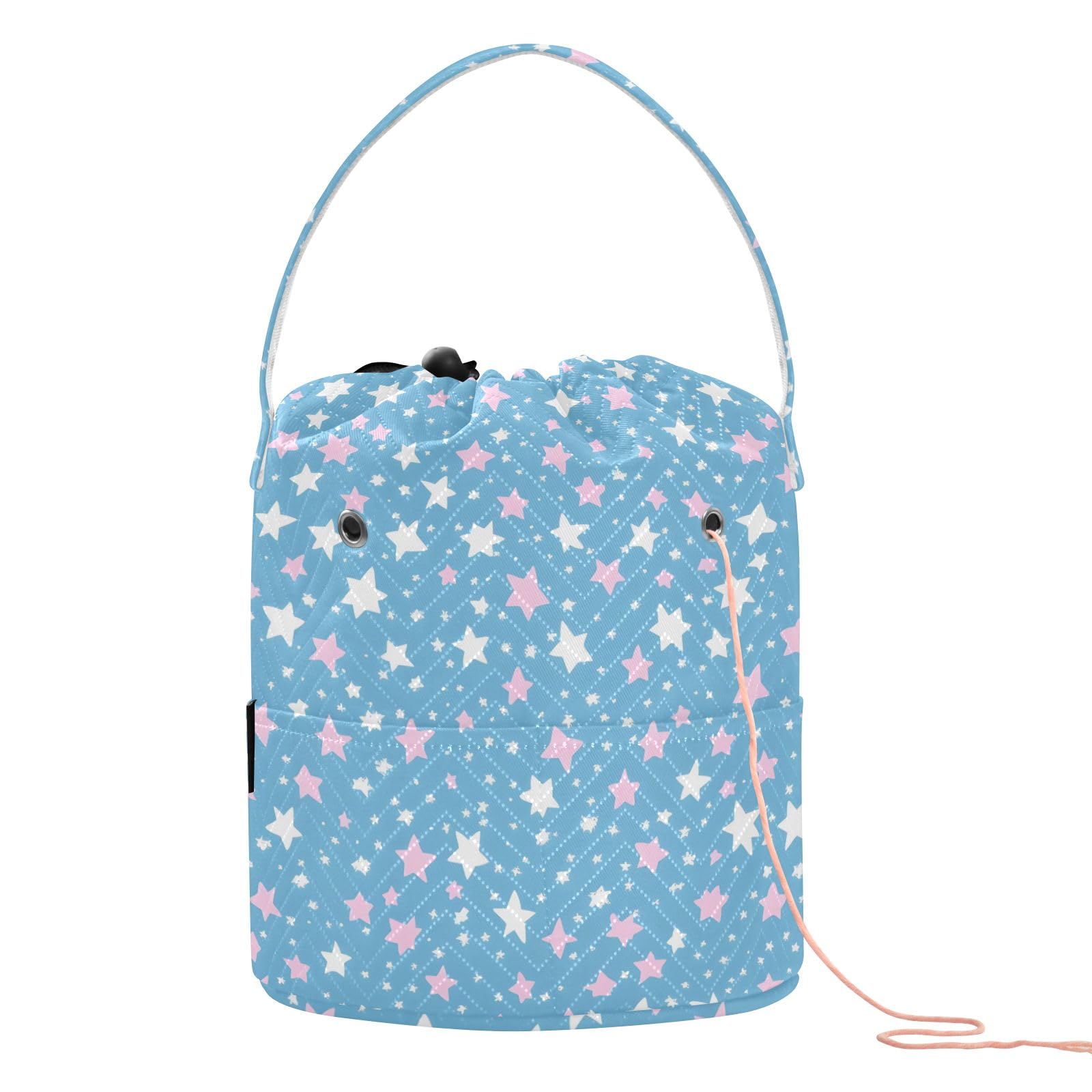 Yarn Storage Bag Small Crochet Bag Knitting Bag Organizer White Red Star Blue Yarn Bags for Crocheting Basket