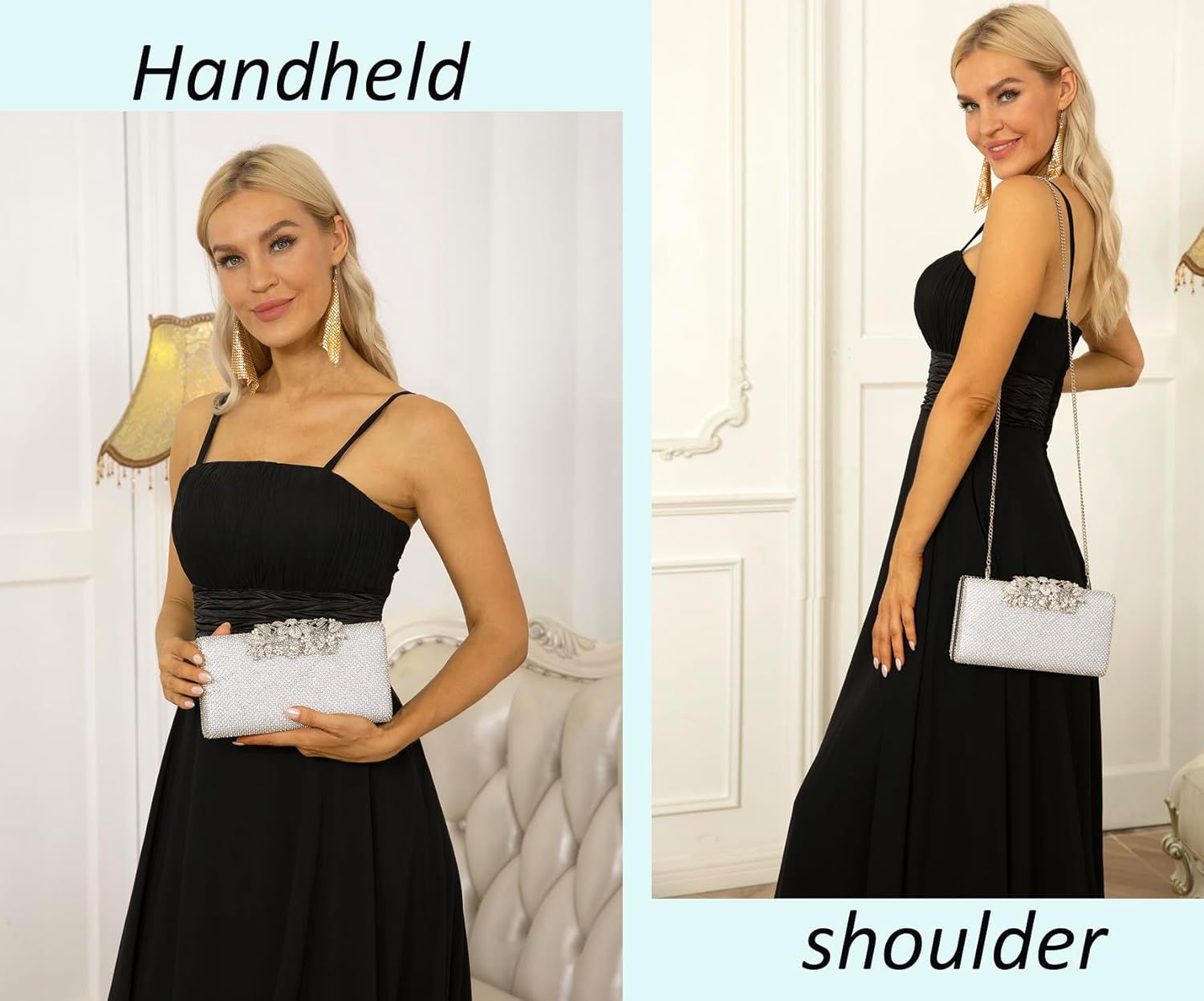 Evening Handbags Sparkly Party Bags Wedding Guest Clutch Purses for Women Formal - Image 3