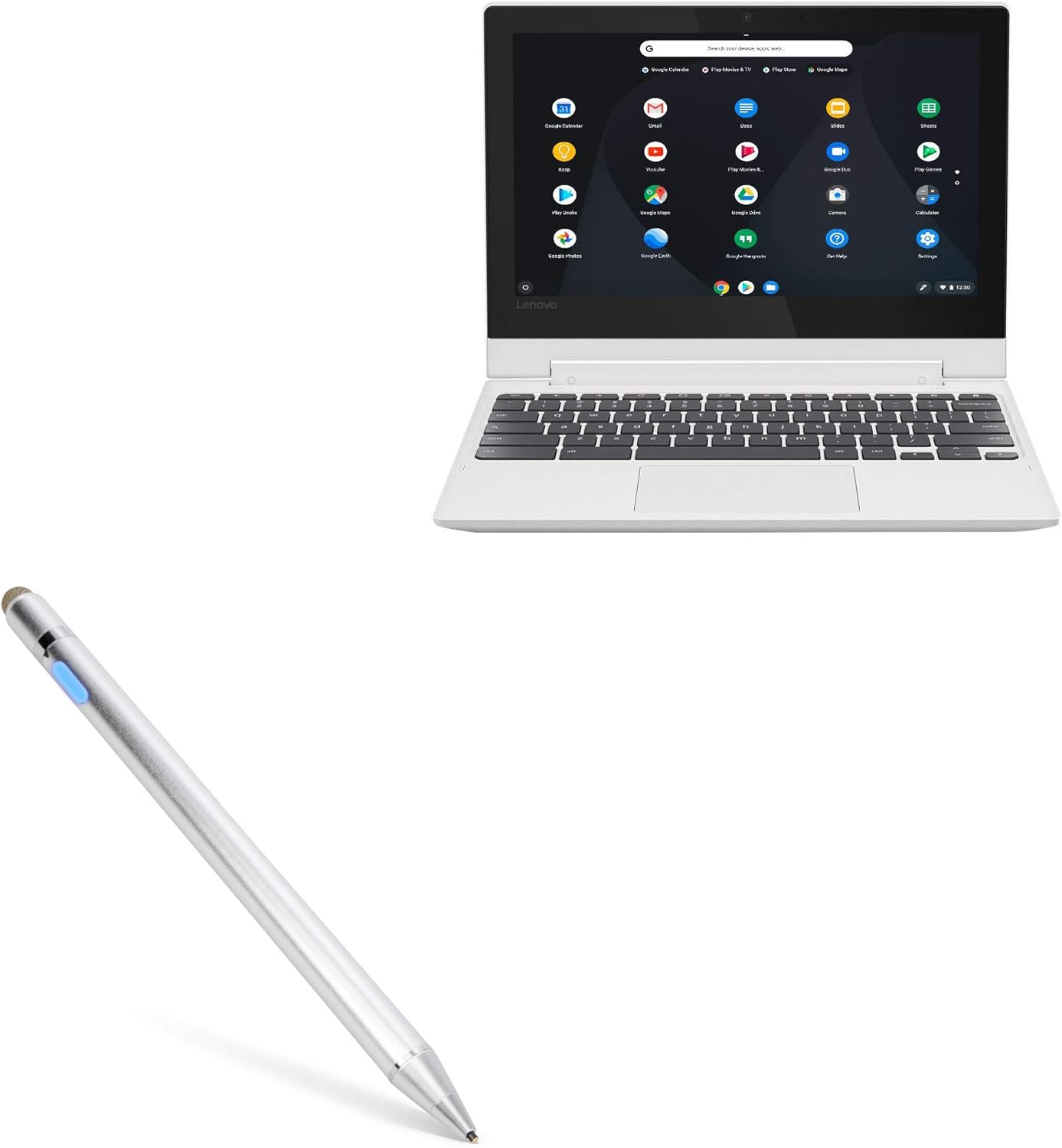 BoxWave Stylus Pen Compatible with Lenovo C330 Convertible 2-in-1 Chromebook (11.6 in) - AccuPoint Active Stylus, Electronic Stylus with Ultra Fine Tip - Metallic Silver