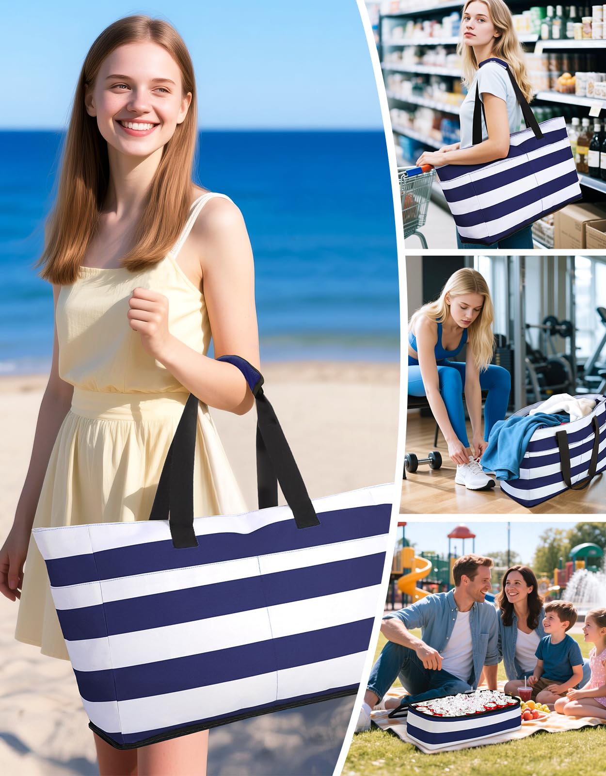 CIRYCASE Grand Sac de Plage XXL Isotherme 54L Cabas Voyage Femme Pliable Étanche Compartiment Sec-Humide Sac Fourre Tout Sport Vacance