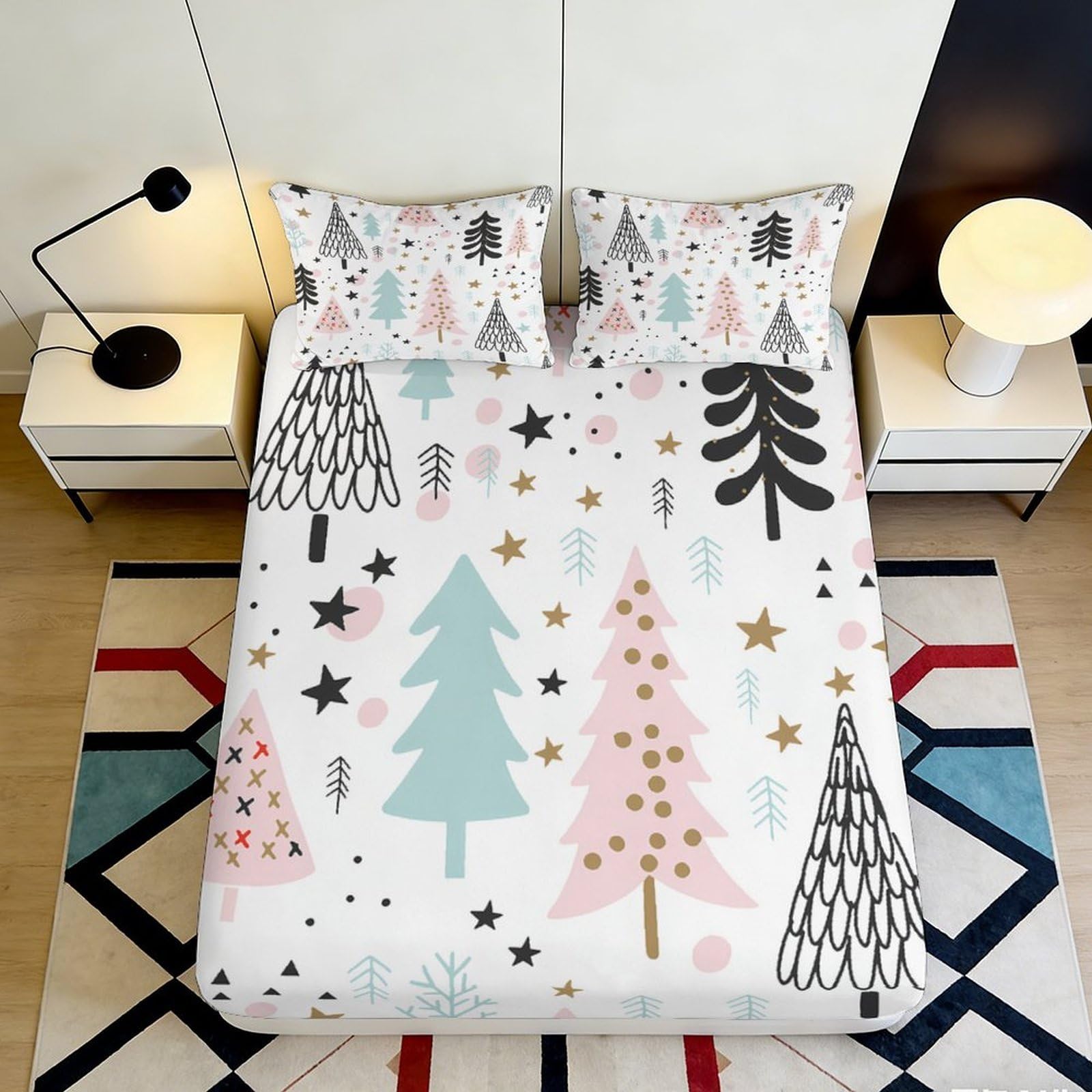 3D Printed Hot Air Balloon Landscape Fitted Sheet Microfiber Deep Pocket Bedroom Bedding Non-Slip Hot Air Balloon Mattress Fitted Cover Full Wrap for All Ages 200x200x25cm