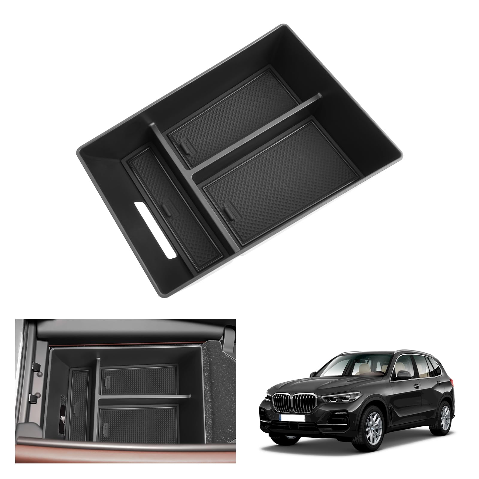 GAFAT Compatible con BMW X5 G05/ X6 G06/ X7 G07 2019-2024 2025 Caja de Almacenamiento para Consola Central, Apoyabrazos Organizador Bandeja Guantera, X5 G05 Accesorios (Negro)