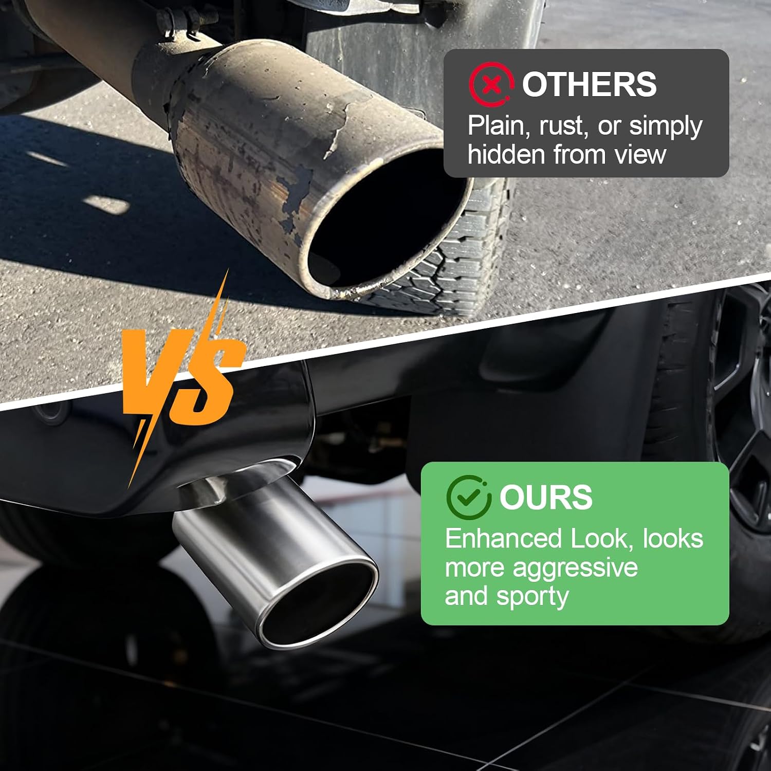 Exhaust Tip 4" Inlet 5" Outlet 12" Overall Length, Premium Stainless Steel with Rust Resistant Polished Finish, Rolled Angle Cut, Bolt-On Easy Installation, for Truck Diesel Tail Pipe