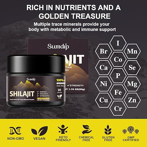 Miniatura 5 de Shilajit Resina Shilajit pura orgánica natural con ácido fúlvico y complejo de más de 85 oligoelementos, apoyo de fuerza de energía inmunológica de