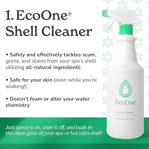 Vista 16 de Limpiador Shell de EcoOne Limpiador de superficies de spa y bañera de hidromasaje totalmente natural sin fragancia Limpiador de carcasa