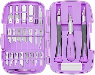 Craft Knife Precision Cutter Hobby Knife Blades Set (30pcs) for Art Work, Scrapbooking, Stencil, Architecture Modeling, Wood Leather Working (Purple)