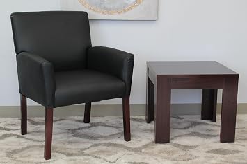 Boss Office Products Box Arm Guest Chair with Mahogany Finish in Black, 250 (B619)