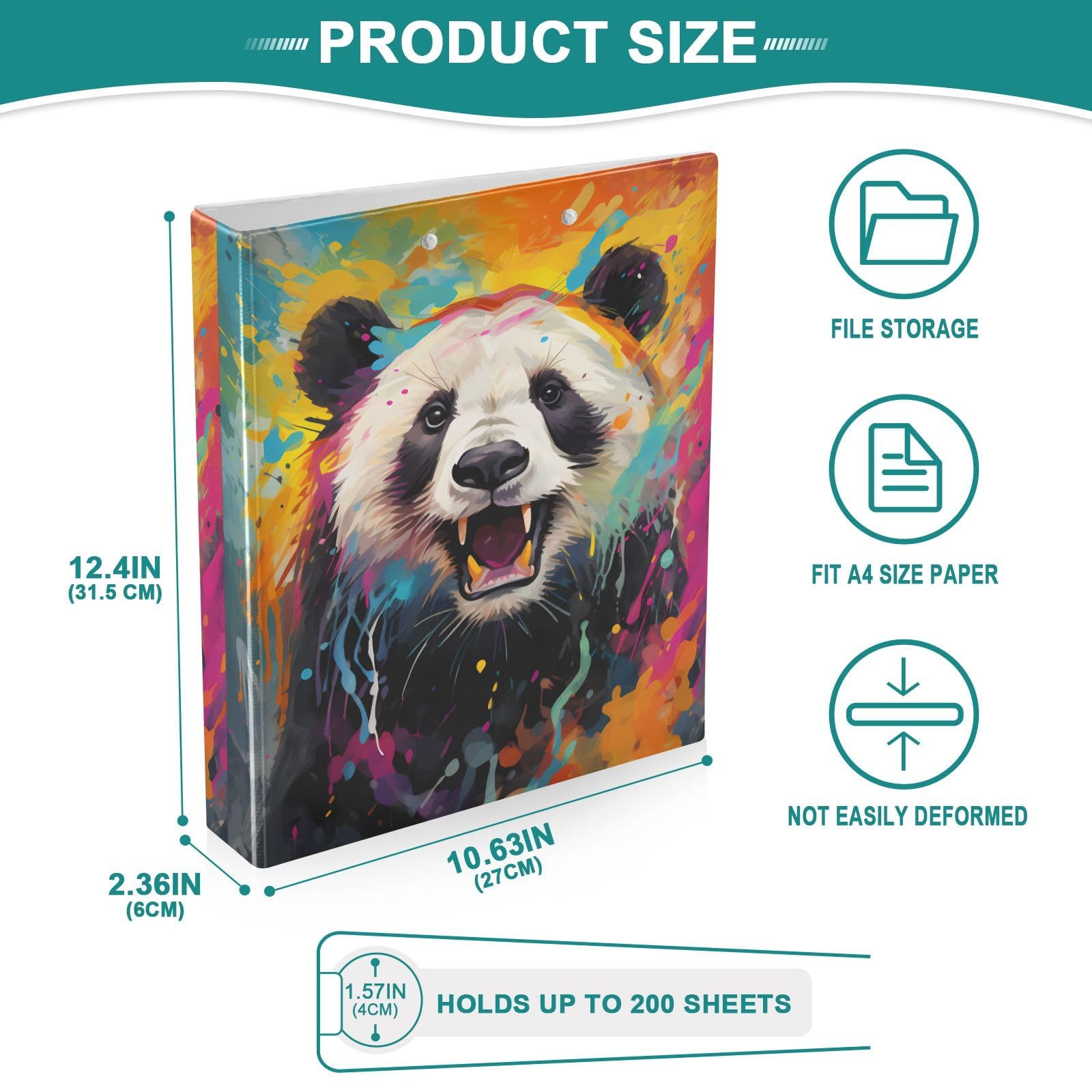 Smile Panda - Raccoglitore a 3 anelli, 3,8 cm, contiene 200 fogli con 3 tasche interne in PVC trasparente, per scuola e ufficio