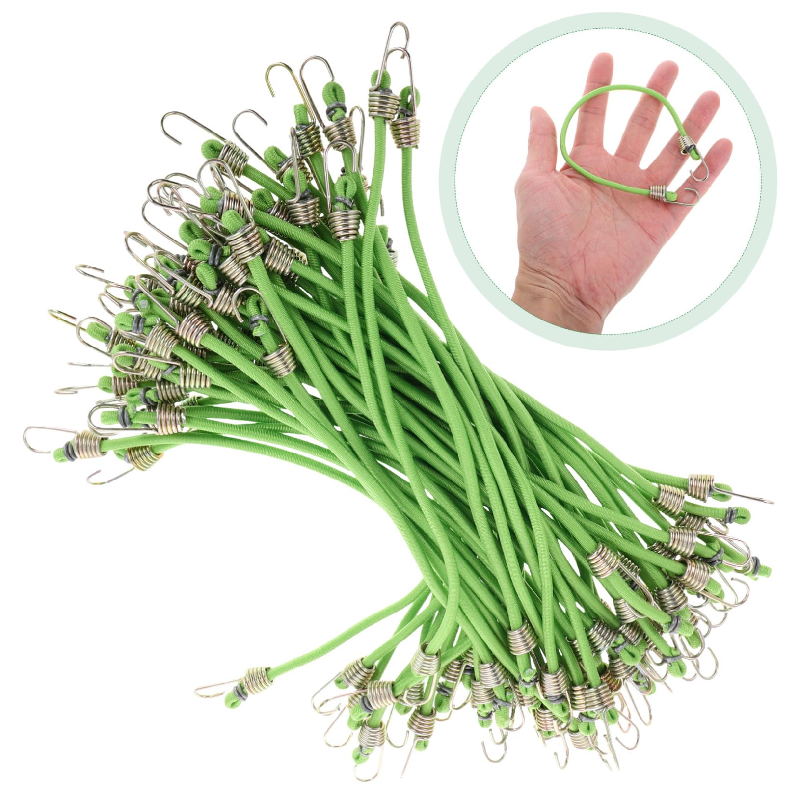 GANAZONO 50 Pezzi Corde Elastiche Mini per Bagagli con Ganci, Lunghezza Regolabile, Fissaggio Sicuro per Campeggio e Trasporto